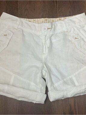 NWT Free People white linen roll cuff shorts size 6 summer casual